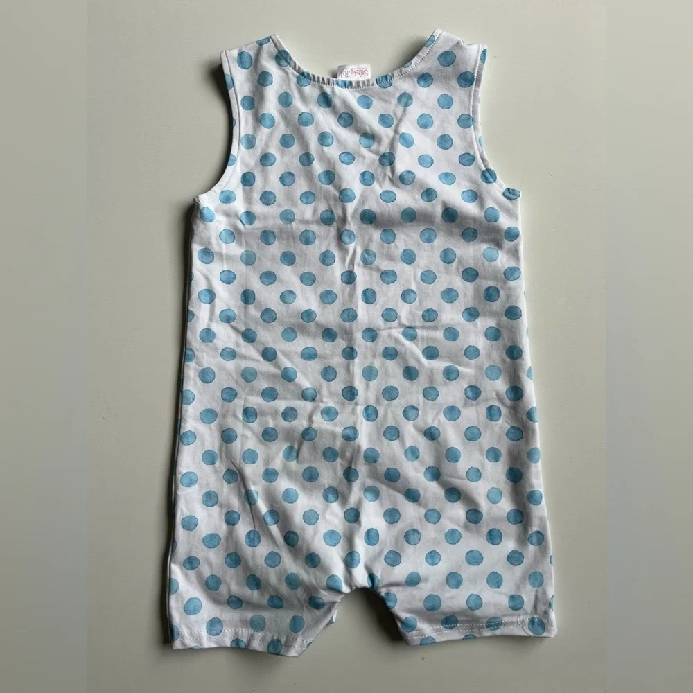 Stitchy Fish Blue Polka Dot romper